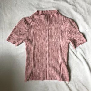Pink Textured Mock Neck Top NWT